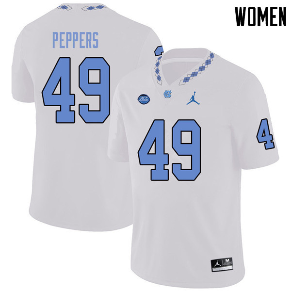 Jordan Brand Women #49 Julius Peppers North Carolina Tar Heels College Football Jerseys Sale-White